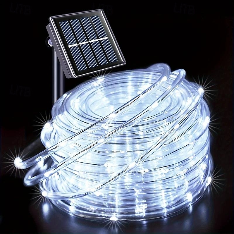 7m-50leds/12m-100leds/22m-200leds świąteczna zewnętrzna lampa solarna na balkon, dziedziniec, ogrodzenie, schody, świąteczna atmosfera, dekoracyjny sznur świetlny 2025 - $12.49 –P6
