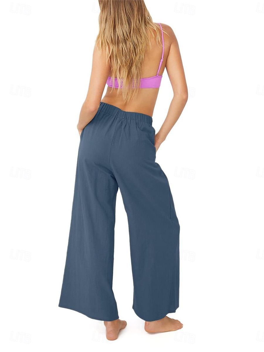 Pentru femei Picior Larg chinez Modă Șic Stradă Lungime totală Talie Înaltă Simplu Buzunar Curea elastică Confortabil Απαλό Comfortabil Micro-elastic În aer liber Stradă Maro Închis Caisă Alb 2025 - $22.99 –P8