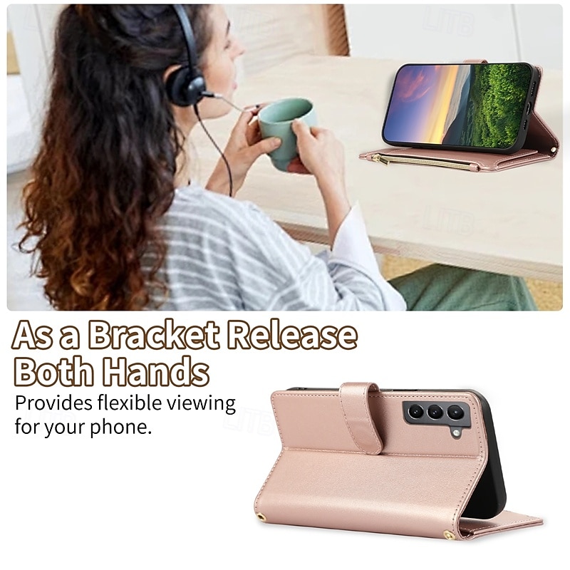 Phone Case For S24 S24 Ultra Plus S24 FE S23 S22 S21 S20 Ultra Plus FE A54 A34 A14 A73 A53 A33 A23 A13 A72 A52 A32 A22 A12 A71 A51 A31 S25 Ultra Back Cover with Stand Holder Zipper with Lanyard Retro 2025 - $20.99 –P9