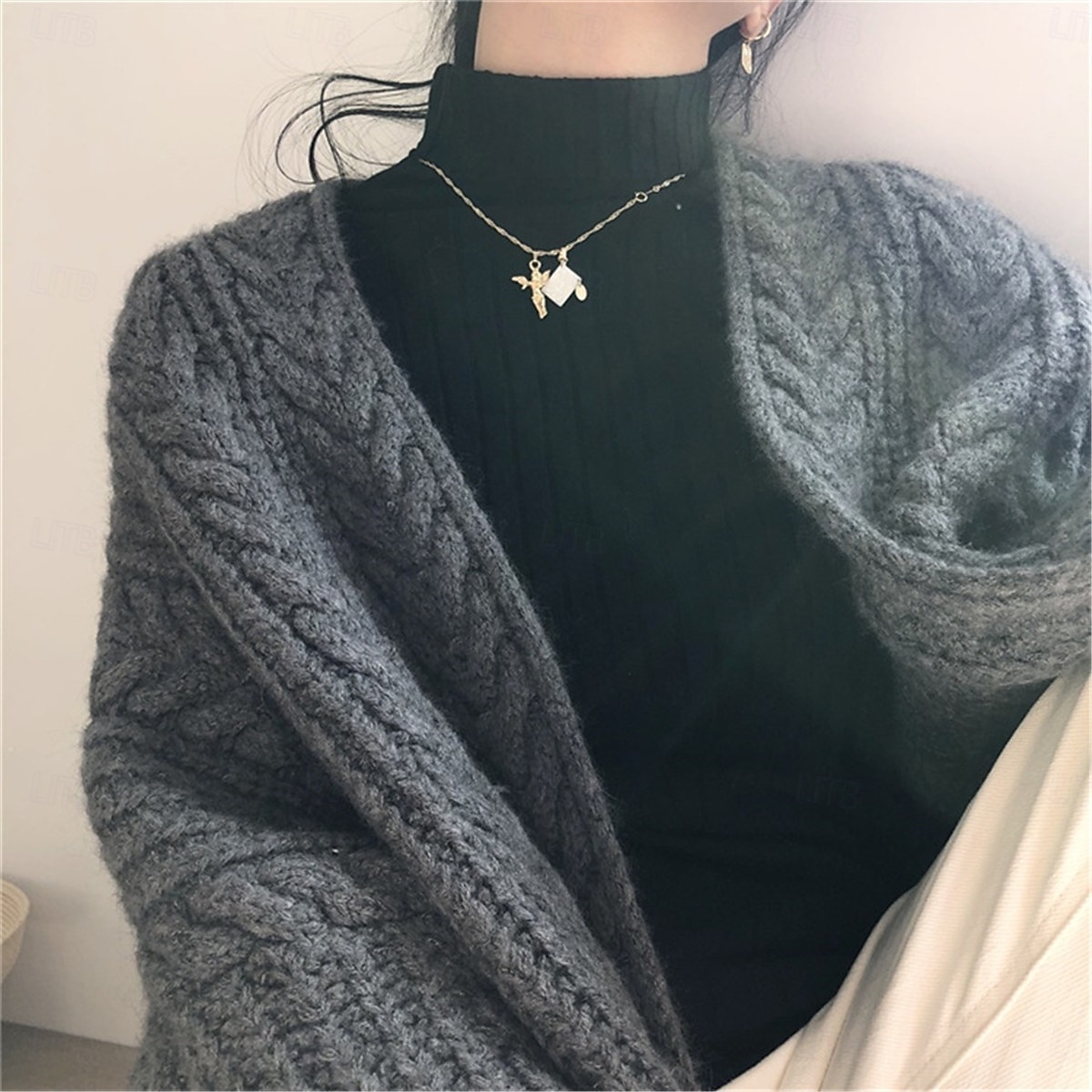 Damskie Sweter Sweter rozpinany Codzienny Miękkie Czyste kolory Kable Otwarty przód Dzianiny Długi rękaw Długie topy Robić na drutach Na zewnątrz Codzienny Weekend Niebieski Morelowy Jesień Zima 2025 - $37.99 –P11