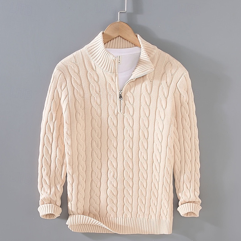 Herren Pullover Pullover mit Viertelreißverschluss Strickpullover Gerippt Stricken Standard Strick Glatt Troyer Halber Reißverschluss Modisch Brautkleider schlicht Freizeitskleidung Verabredung 2025 - $44.99 –P6