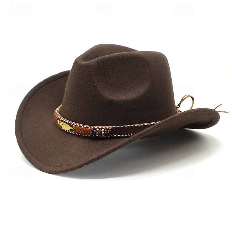 Homme Chapeau du Kentucky Derby Chapeau de Soleil Chapeau de Cowboy Chapeau Fedora Trilby Noir Rouge Laineux Le style rétro Mode 18ème Siècle État du Texas Quotidien Le thème de la fête Couleur Unie de 2025 ? $21.99 –P6