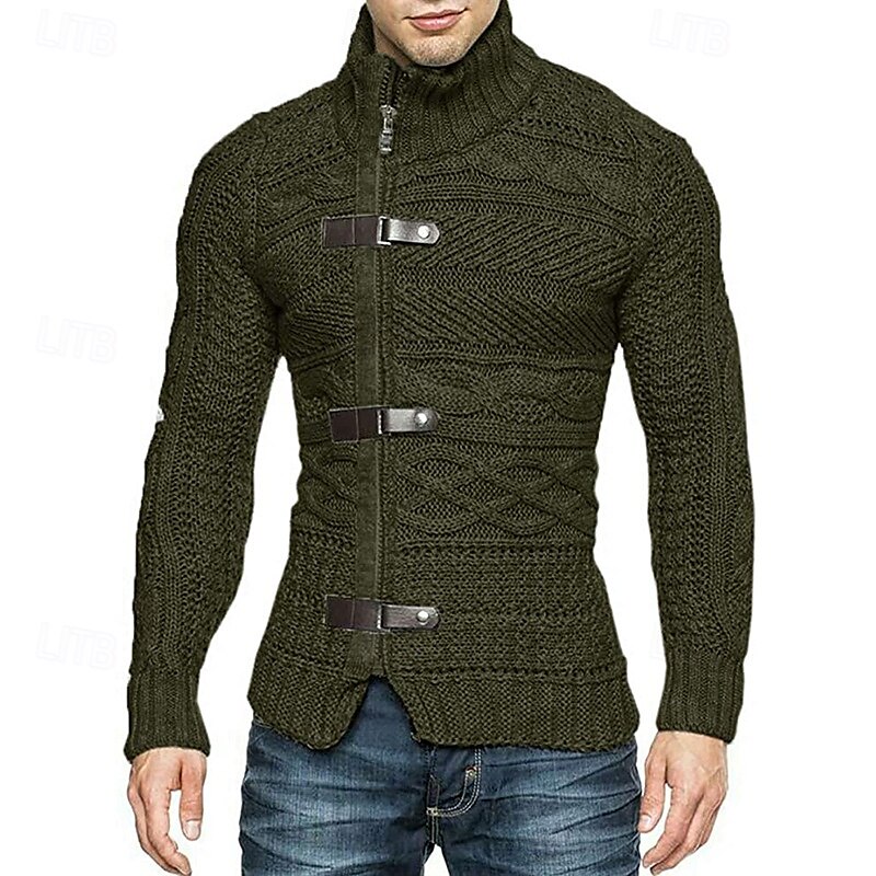 Homens Sueter Cardigan Suéter Cortado Suéter com zíper Suéter de malha Estriado Tricotar Padrão Tecido Colarinho Chinês Moda Clássico Roupa Diária Encontro Roupa Outono & inverno Preto Branco S M L de 2025 por $36.99 –P6