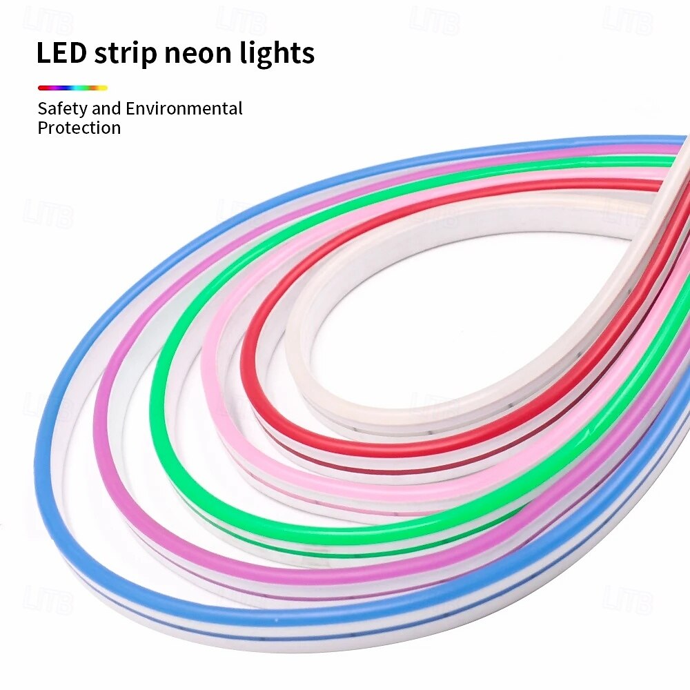 5m waterdichte led neon buislamp, flexibele stripverlichting enkele kleur voor binnen en buiten decoratief 12v eu/uk/us/au stekker 2025 - $63.99 –P12