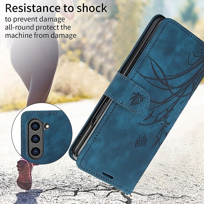 2025年 電話 ケース 用途 Zフォールド6 Z Fold 5 Z Fold 4 Z Fold 3 バックカバー スタンド付き リストストラップ付き カード挿入口 レトロ風 TPU PUレザー コレクション – $18.99 –P6