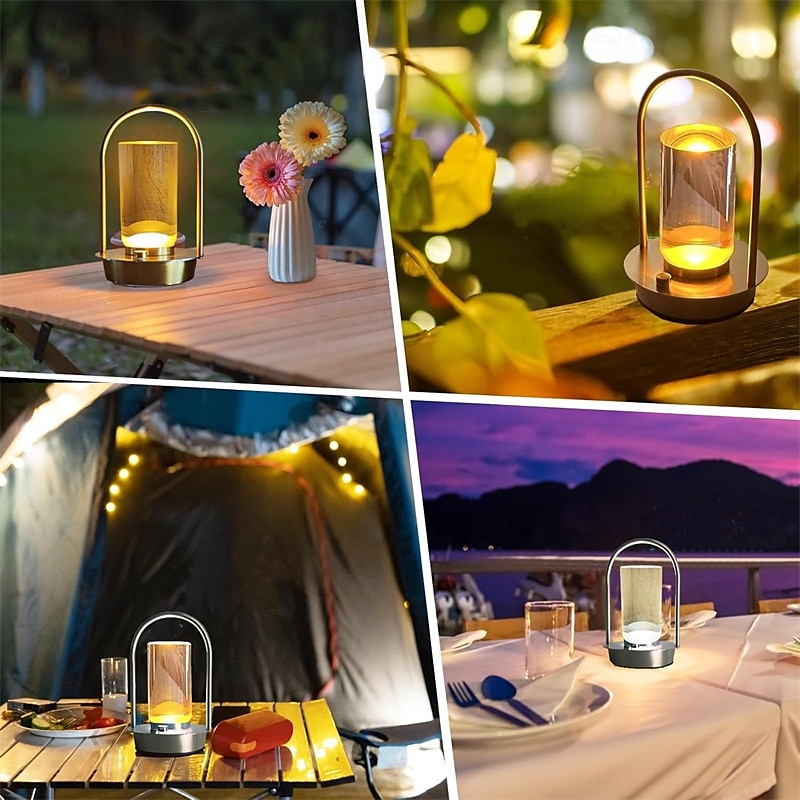 lampada da tavolo ricaricabile usb senza fili dimmerabile tricolore lanterna da comodino luce notturna da tavolo luce d'atmosfera touch per casa hotel campeggio luce tavolo da pranzo illuminazione 1 del 2025 a $43.99 –P8