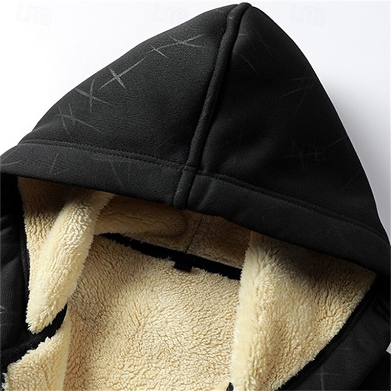 Homens Jaqueta de Inverno Casaco de lã Acolchoado Casaco com capuz Zip Up Bolsos Poliéster Forro de Lã Roupa Diária Encontro Férias Padrão Moda Casual Confortável Térmico / Quente Outono & inverno de 2025 por $39.99 –P6