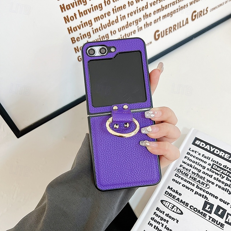 telefono Custodia Per Capovolgi Z 6 Z Flip 5 Z Flip 4 Z Flip 3 Per retro Fibbia ad anello Resistente agli urti Retrò TPU pelle sintetica del 2025 a $16.99 –P6
