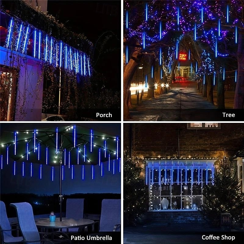 2026年 1個 ソーラー流星群ライト 30cm 8チューブ 192LED 軒下 ツリーライト ツリー＆ガーデン装飾用  コレクション – $30.99 –P8