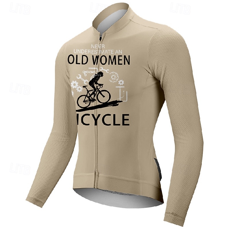 Pentru femei Jersey de ciclism Grafic Literă & Număr Manșon Lung Bicicletă Tricou Tee Jerseu cu 3 buzunare spate Ciclism montan Uscare rapidă Proiectare anatomică Wicking Respirabil Sport Alb Kaki 2026 - $27.99 –P12
