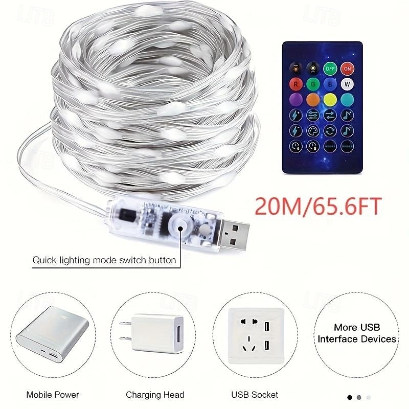 2025年 20m 200 LED USB Bluetooth RGB ストリングライト、ポイントコントロール付き、色が変わるストリング、クリスマスウィンドウデコレーション、DIYシーン、クリスマス&ホリデーライト  コレクション – $22.99 –P6