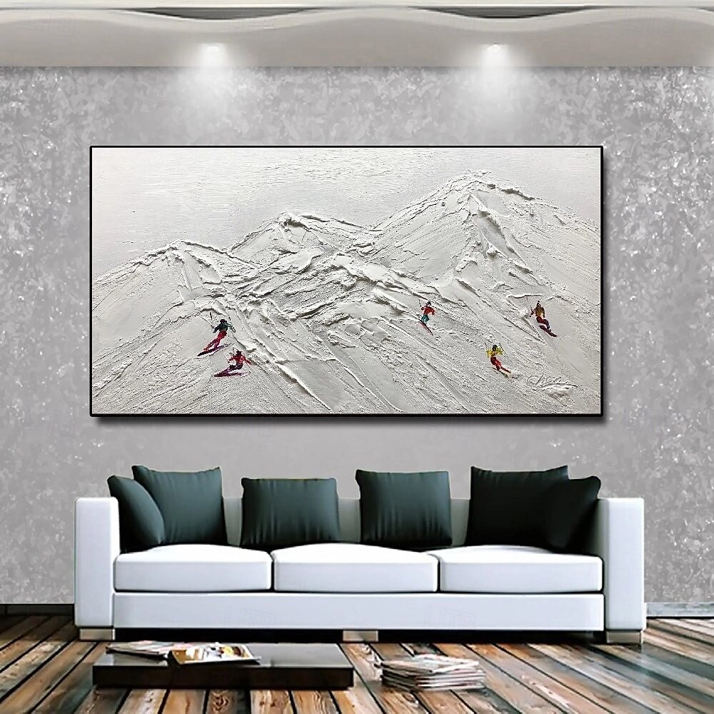 großes handgemachtes abstraktes Leinwandbild handgemaltes Ski-Schnee-abstraktes Gemälde nordisches abstraktes Ski-Gemälde für Wohnzimmer abstraktes Gemälde Boho abstraktes Wandbild 2025 - $125.99 –P1