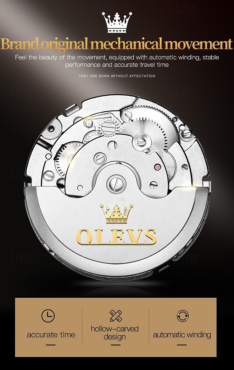 2025年 OLEVSトップブランド 自動機械式時計 メンズ ラグジュアリー スケルトン フライホイール ステンレススチール 防水 ビジネス腕時計 6607 コレクション – $94.99 –P5