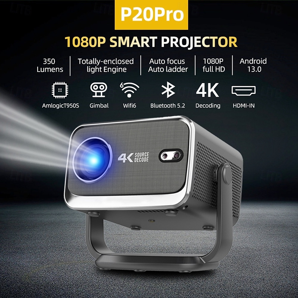 P20pro Smart Mini Projector 3500Lumens 5G Dual Band WiFi Bluetooth 5.1 HD 1080P LED Android 13 Automatic Correction Projector 2025 - $196.99 –P1