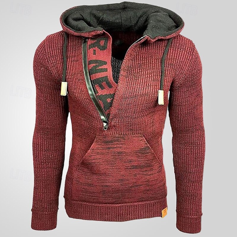 Homme Pull Pull en tricot A côtes Tricoter Normal Demi-zip Tricoté Bloc de couleur Capuche Mode basique Usage quotidien Rendez-vous Vêtement Tenue Automne hiver Noir Jaune S M L de 2025 ? $37.99 –P2