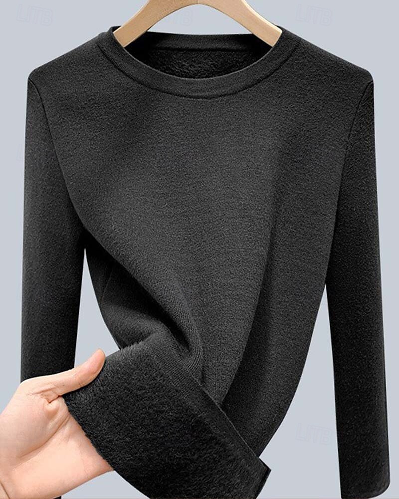 Dames Trui Modieus Dagelijks Basic Effen Kleur Strakke ronde hals Gebreid Lange mouw Normale tops breien Werk Zwart Kameel Herfst Winter 2025 - $71.99 –P4