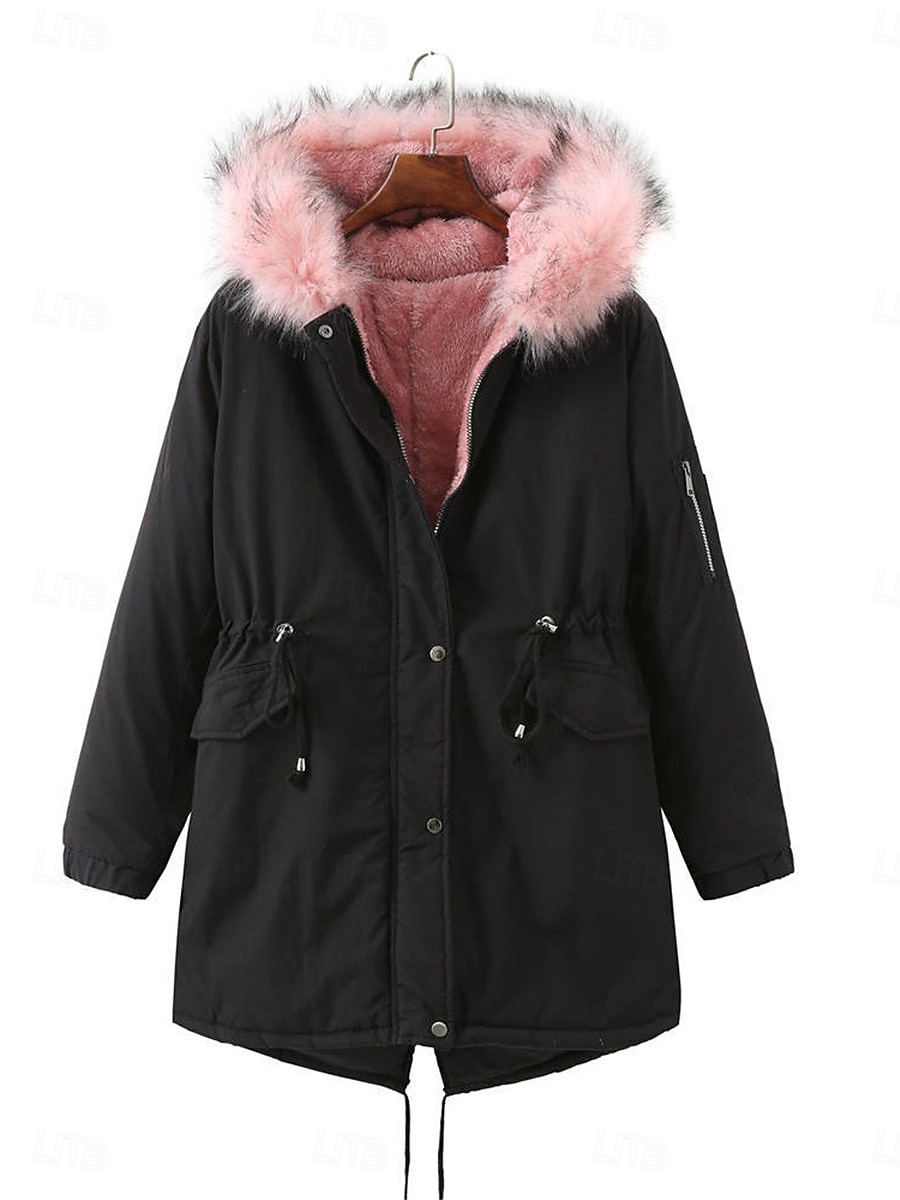 Women's Fleece Jacket Teddy Coat Hoodie Jacket Warm Breathable Zipper Pocket Fleece Lined Casual Plain Vacation Street Daily Wear Going out Zipper Regular Hoodie Regular Fit Long Sleeve Outerwear 2025 - $83.99 –P1