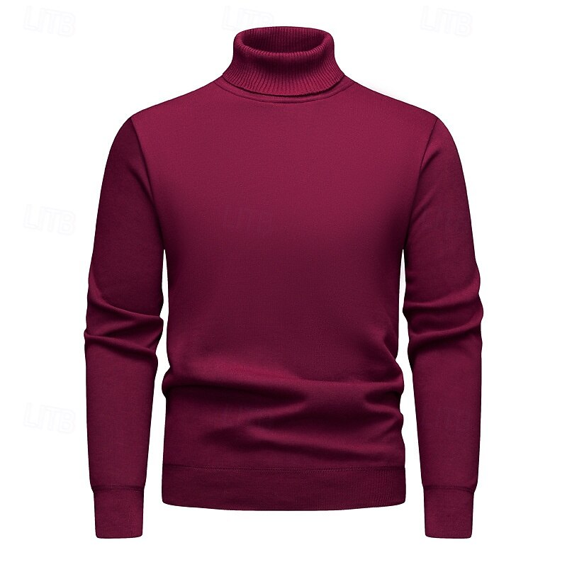 Homme Pull Pull en tricot A côtes Tricoter Normal Tricoté Plein Col Roulé Mode Décontractées Usage quotidien Rendez-vous Vêtement Tenue Automne hiver Vin Noir S M L de 2025 ? $23.99 –P11