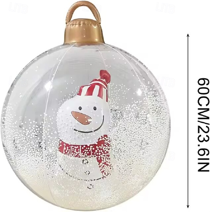 60 cm transparenter aufblasbarer RGB-Weihnachtsballon mit Licht, riesige große Weihnachtsdekoration für draußen, aufblasbarer Weihnachtsball aus PVC für Weihnachtsdekoration im Garten, Hof und auf der Terrasse 2025 - $29.99 -P1