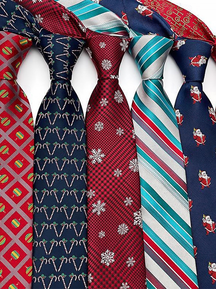 cravate à thème de Noël pour hommes – cravates festives avec des motifs de Père Noël, de flocons de neige et de cannes à sucre pour les fêtes de fin d'année de 2025 ? $2 –P1