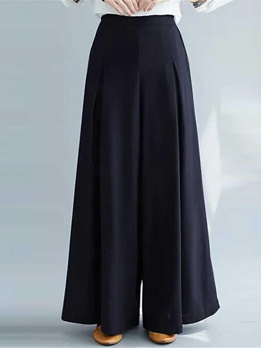 Dam Brett skaft Kinesiska Mode Streetwear Fullängd Hög midja Slät Elastiskt midjeband Bekväm Mjuk Microelastisk Utomhus Gata Aprikos Svart Blå Vår & Höst Normal 2025 - $24.99 –P4