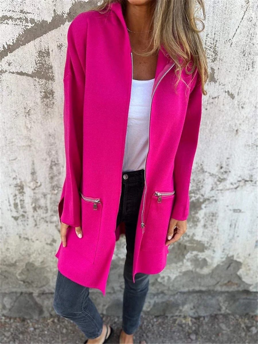 Mujer Chaqueta de Invierno Chaqueta con capucha Exterior Calle Ropa Cotidiana Otoño Invierno Largo Abrigo Ajuste regular Mantiene abrigado Transpirable Elegante Casual Chaquetas Manga Larga Color 2025 - $47.99 –P2