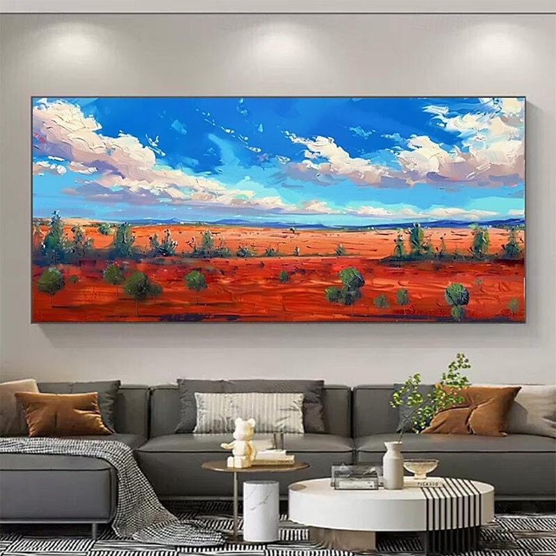 Sandy Sea Shore Flowers Blue Sky Hand Painted Wall Decor Living Room Acrylic Abstract Oil Painting Office Wall Art Textured Painting No Frame 2025 - $116.99 –P6