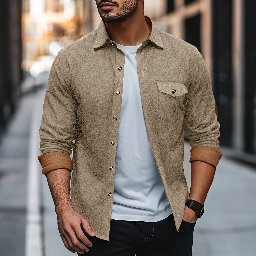 Herren Hemd Flanelljacke Flanell Hemden Knopfhemd Cargo-Shirt Feste Farbe Outdoor Arbeit Schwarz Weiß Hellgrün Wein Langarm Umlegekragen Frühling & Herbst Bekleidung Farbblock 2026 - $28.99 –P9