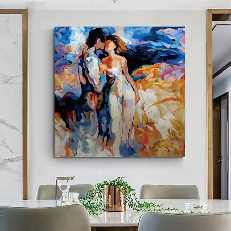 pintura a óleo artesanal abraçando casal amantes pintura a óleo - pintado à mão impressionista paris amantes pintura a óleo sobre tela espátula arte pinturas a óleo melhor presente para sala de estar de 2026 por $105.99 –P2