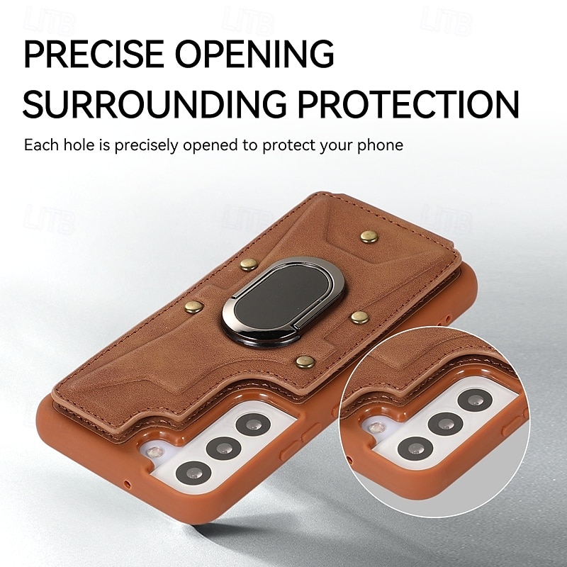 Phone Case For S23 Ultra Plus S23 S22 S22 Plus  Ultra S21 FE S21 S21 Ultra Plus A54 A34 A14 S20 Plus S20 Ultra Back Cover Ring Holder Shockproof Retro TPU PU Leather 2025 - $18.99 –P6