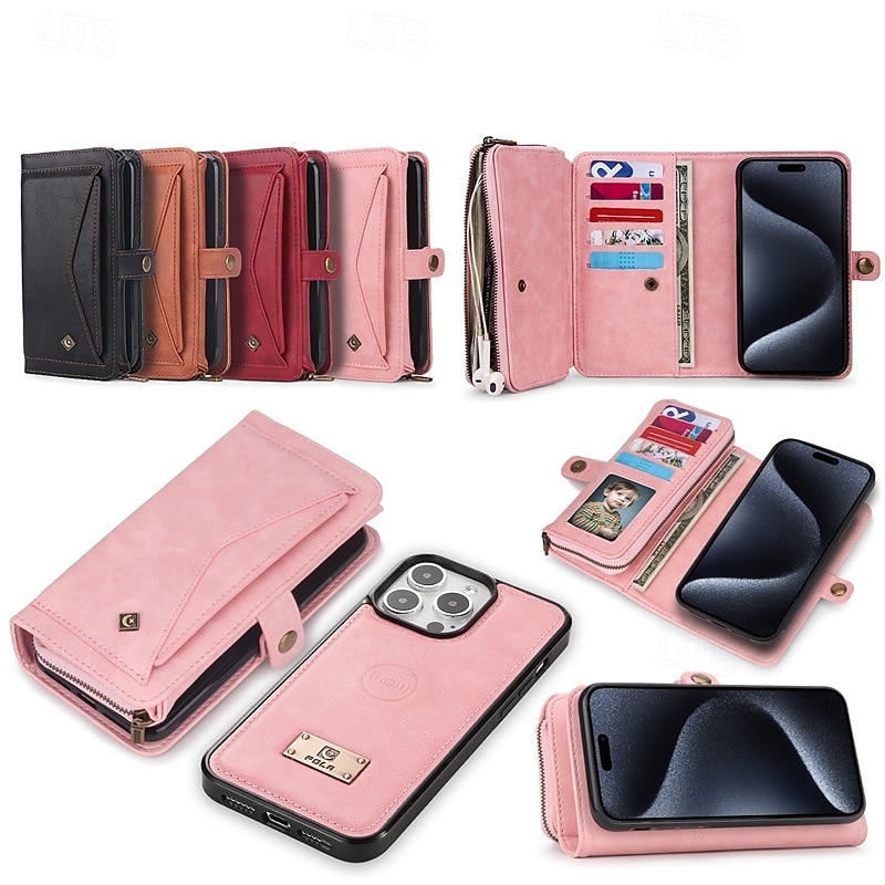 telefon Carcasă Pro iPhone 16 Pro Max Plus iPhone 15 Pro Max Plus iPhone 14 13 12 11 Pro Max Plus Mini iPhone 14 Pro Max iPhone 13 12 11 Pro Max Zadní kryt Pouzdro na peněženku Magnetické Zip Slot 2025 - $33.99 –P1