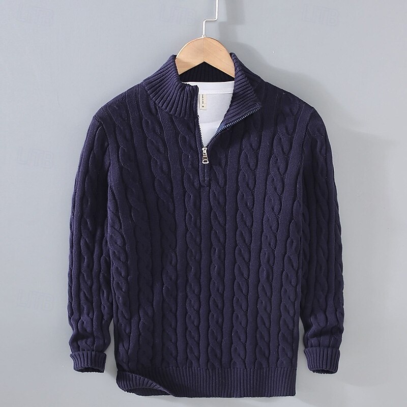 Herren Pullover Pullover mit Viertelreißverschluss Strickpullover Gerippt Stricken Standard Strick Glatt Troyer Halber Reißverschluss Modisch Brautkleider schlicht Freizeitskleidung Verabredung 2025 - $44.99 –P3