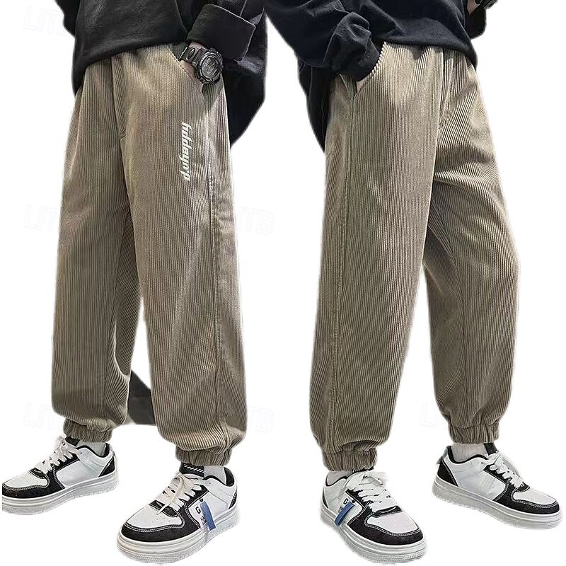 Barn Pojkar Joggingbyxor Byxor Ficka Bokstav Andningsfunktion Mjukt Komfort Byxor Träning Sport Dagligen Svart Kaki Mid midja 2025 - $12.99 –P3