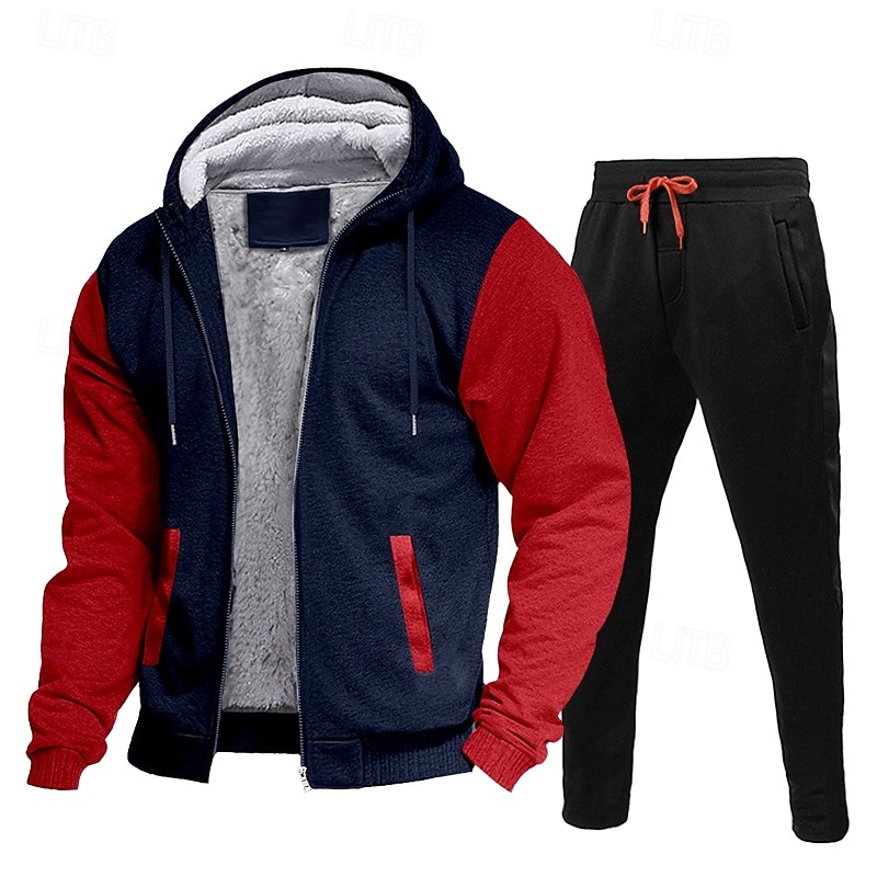 Men's Tracksuit Sweatsuit Black Red Navy Blue Light Grey Dark Gray Hooded Color Block Drawstring 2 Piece Streetwear Cool Spring Fall Clothing Apparel Hoodies Sweatshirts  2026 - $47.99 –P5