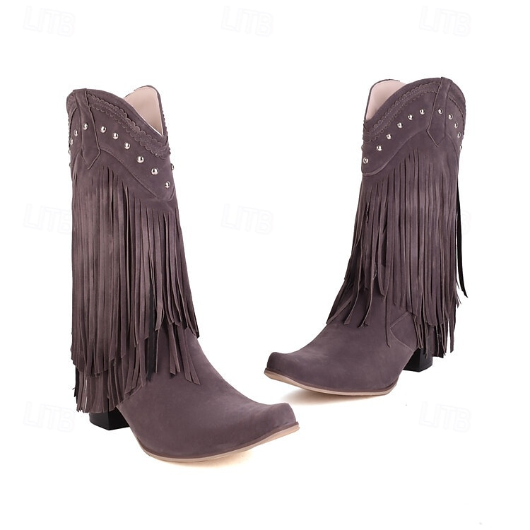 Retro vintage Hippie Jaren '70 Schoenen Westerse laars Hippie West Cowboy Kwastje Voor heren Dames Carnaval Maskerade Vakantie Feest / Uitgaan Alledaagse kleding Volwassenen Schoenen 2025 - €41.36 –P5