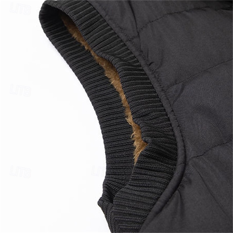 Per uomo Gilet imbottito Quotidiano Casual Autunno & Inverno Tasca Poliestere Caldo Tinta unica Cerniera Collo alla coreana Vestibilità regolare Nero Blu marino scuro Blu Cachi Gilet del 2025 a $42.99 –P12