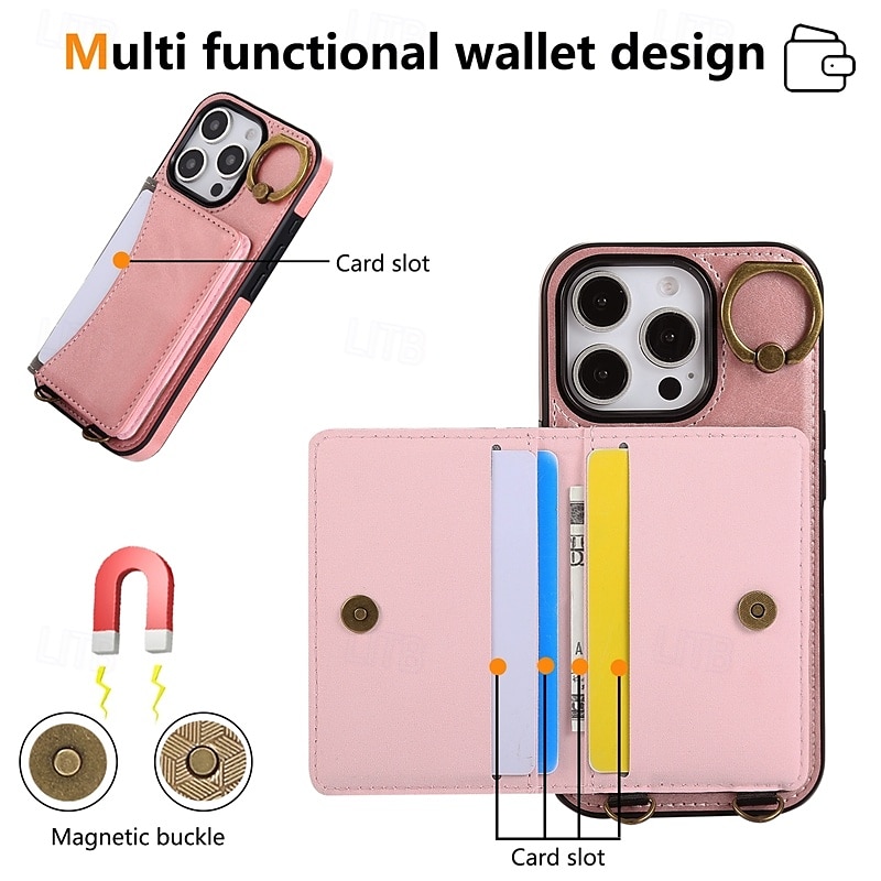 Phone Case For iPhone 16 Pro Max Plus iPhone 15 Pro Max Plus iPhone 14 13 12 11 Pro Max Plus iPhone 14 Pro Max iPhone 13 12 11 Pro Max Back Cover with Stand Holder with Wrist Strap Card Slot Retro 2025 - $21.99 –P15