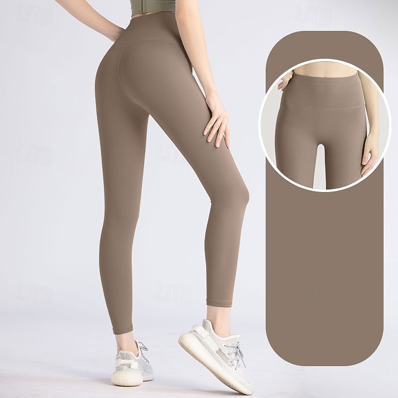 Damskie Spodnie do jogi Legginsy z podszewką z polaru Legginsy do jogi Podnoszenie pośladków Wyszczuplenie brzucha Wysoka talia Pilates Trening w siłowni Joga Rajstopy Jednokolorowe Jasna kawa Czarny 2026 - $12.99 –P8