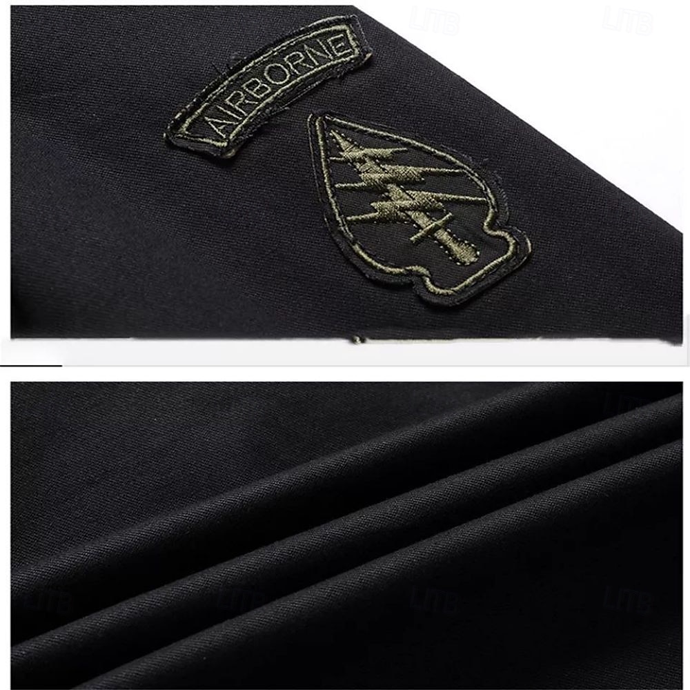 Chaqueta militar bordada de algodón para hombre, chaqueta cargo con tirantes, manga larga, cuello alto, multibolsillos, chaqueta de camionero, ropa exterior táctica con estampado de vaca occidental 2025 - $53.99 –P8