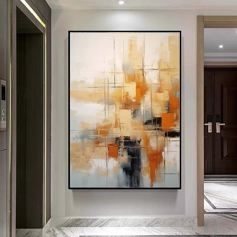 Großes, 100 % handgemaltes abstraktes Ölgemälde in Gold auf Leinwand, handgefertigtes, reich strukturiertes Acryl-Wandgemälde, moderne Wandkunst, handgemaltes Kunstwerk, Ölgemälde mit Pattelmesser für 2025 - $116.99 –P2