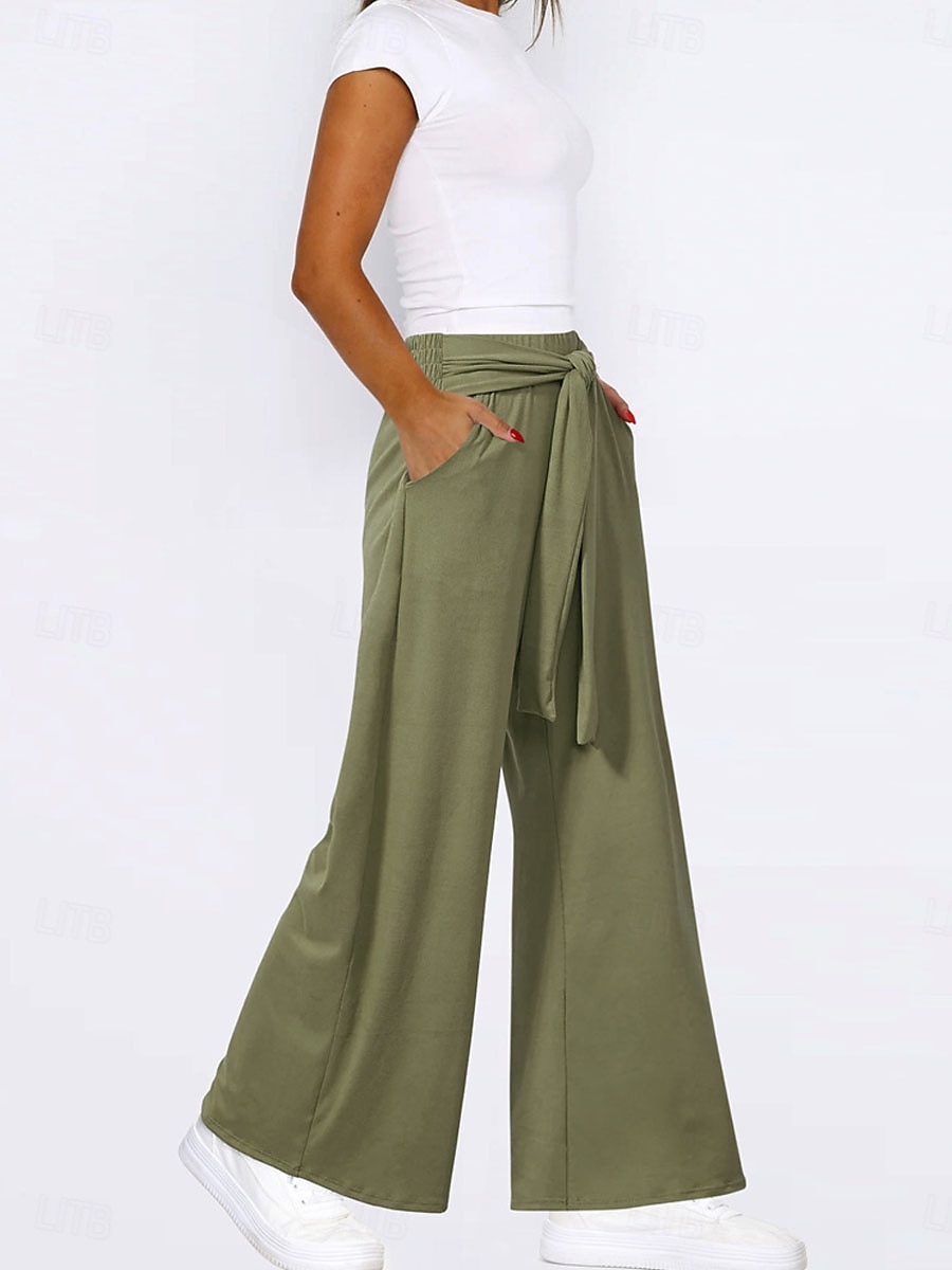 Per donna A zampa Chino Di tendenza Lunghezza intera Vita alta Liscio Tasche Cinturino elastico comodo Morbido Comodo Media elasticità Esterno Strada Cachi Verde militare Grigio Autunno Morbido del 2025 a $24.99 –P11