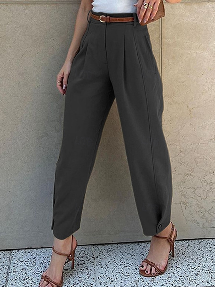 Жен. Чино Мода Уличный стиль Полная длина Завышенная Полотняное плетение Карман удобный Мягкий Удобный Слабоэластичная на открытом воздухе Офис Черный Военно-зеленный Кофейный Весна & осень 2026 - $36.99 –P2