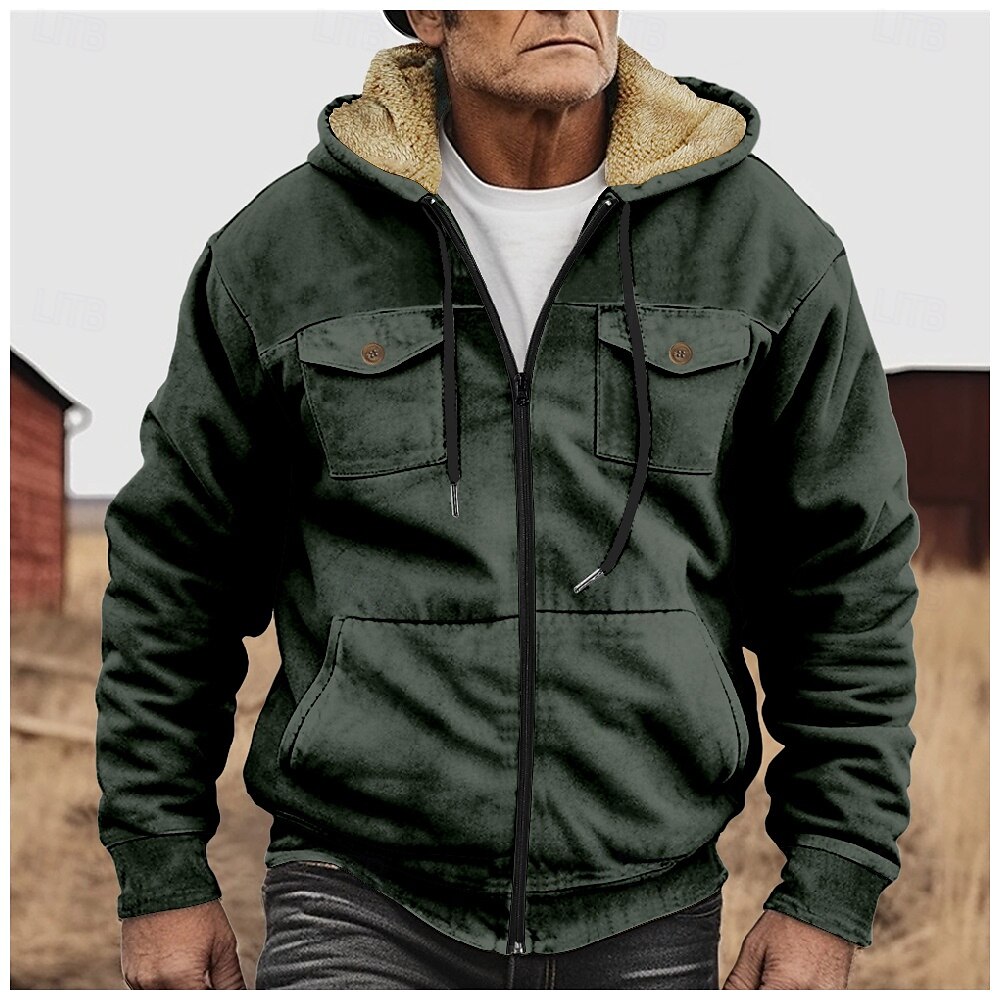Per uomo Felpa con cappuccio e zip Felpa con cappuccio a zip intera Sherpa peloso Giacca in pile Felpa con cappuccio in pile Verde militare Blu Cammello Verde Grigio Con cappuccio Liscio Zip Up del 2025 a $48.99 –P3