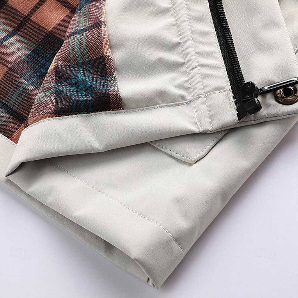 Herr Vinterkappa Vinterjacka Fleece-jacka Sportrock Utomhus Camping och vandring Vattentät Vindtät jacka Dragkedja Ficka Höst Vinter Ensfärgat Mode Streetwear Huva Normal Svart Vit Vin Armégrön Jacka 2025 - $63.99 –P8