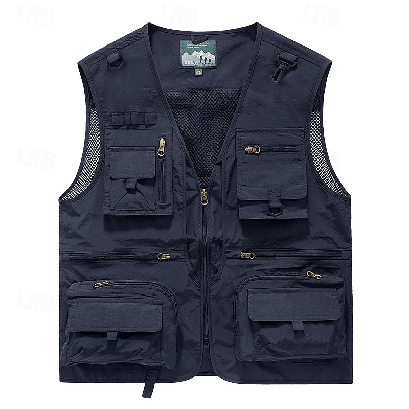 Men's Hiking Vest Hiking Fleece Vest Sleeveless Vest Outdoor Breathable Comfortable Pocket Polyester Black White Army Green Hunting Fishing Climbing 2025 - $35.99 –P16