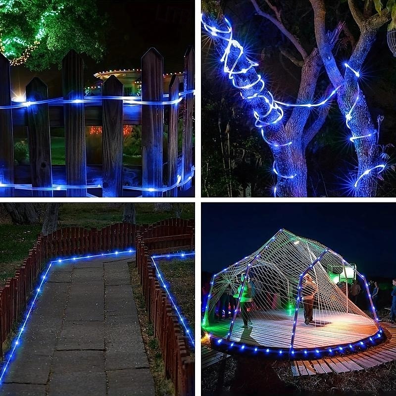 7m-50leds/12m-100leds/22m-200leds świąteczna zewnętrzna lampa solarna na balkon, dziedziniec, ogrodzenie, schody, świąteczna atmosfera, dekoracyjny sznur świetlny 2025 - $12.49 –P4