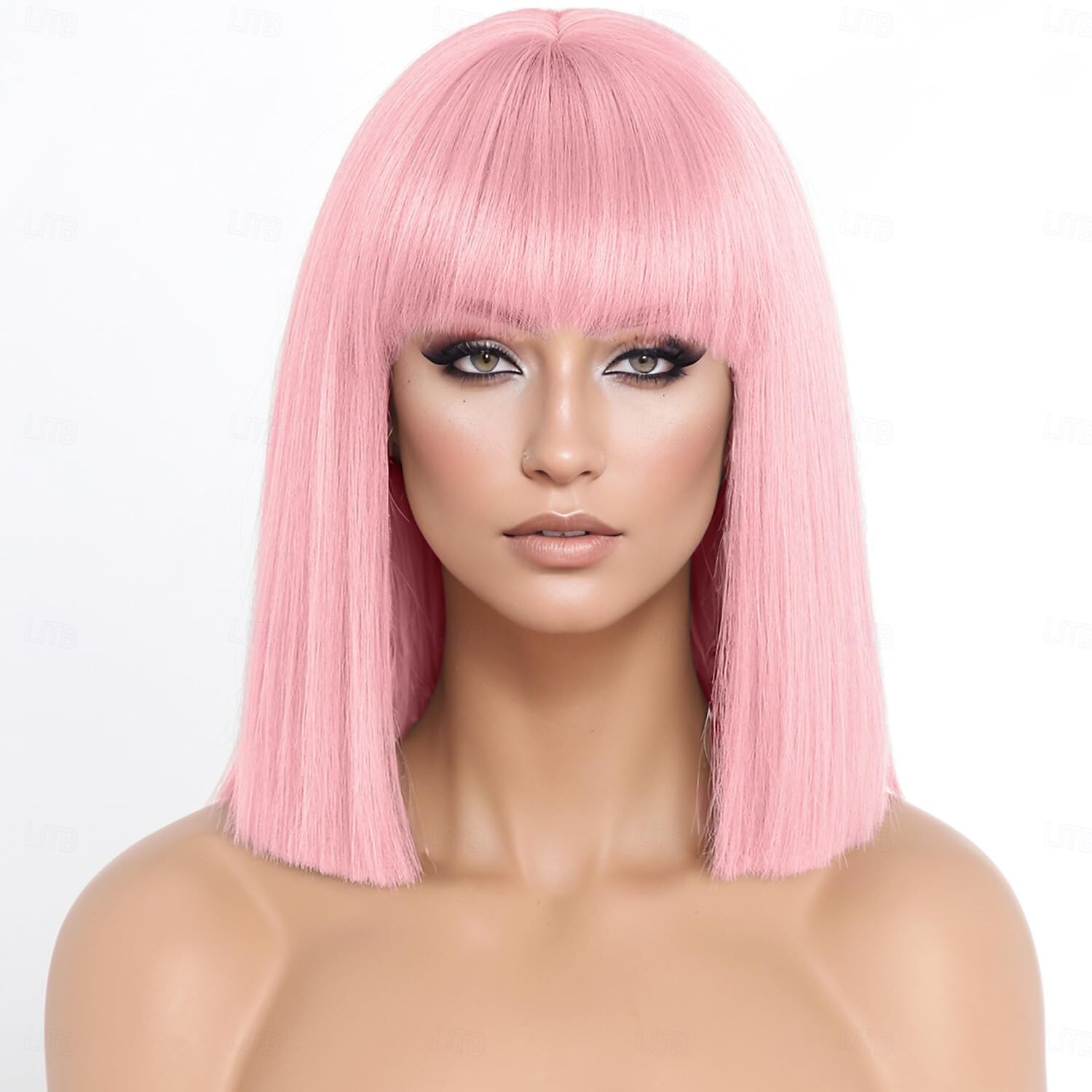 rövid bob paróka frufruval rövid, egyenes bob parókák nőknek természetes megjelenésű cosplay napi parti paróka 2025 - $18.99 –P6