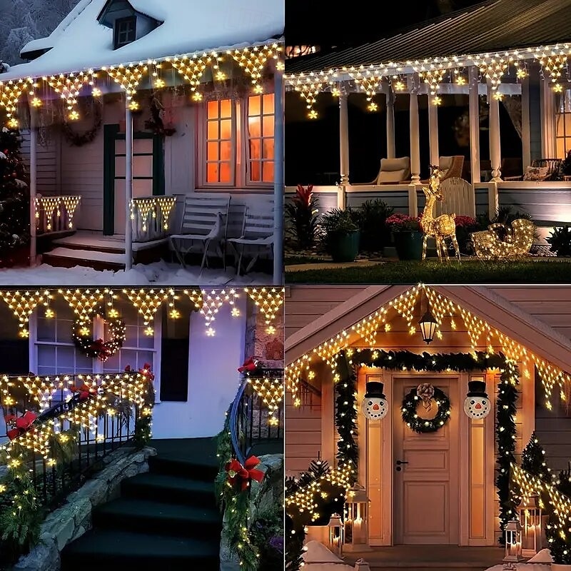 Luzes de corda de rede de energia solar com pingentes de estrelas, 8 modos de iluminação, luzes de fadas de natal com controle remoto para beirados externos de natal, casa e jardim&amp;decoração de de 2025 por $66.99 –P10