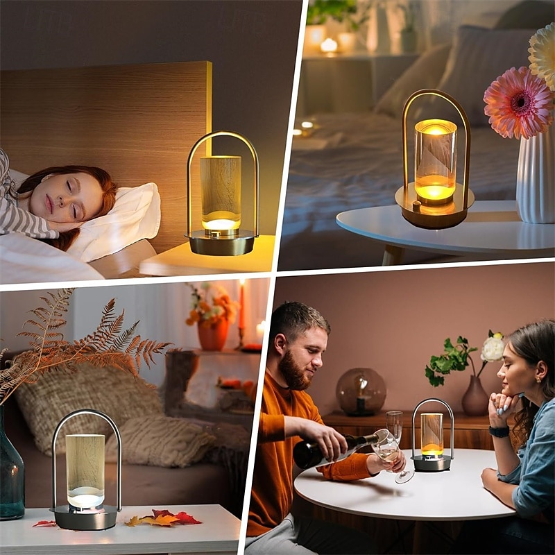 lampada da tavolo ricaricabile usb senza fili dimmerabile tricolore lanterna da comodino luce notturna da tavolo luce d'atmosfera touch per casa hotel campeggio luce tavolo da pranzo illuminazione 1 del 2025 a $43.99 –P9