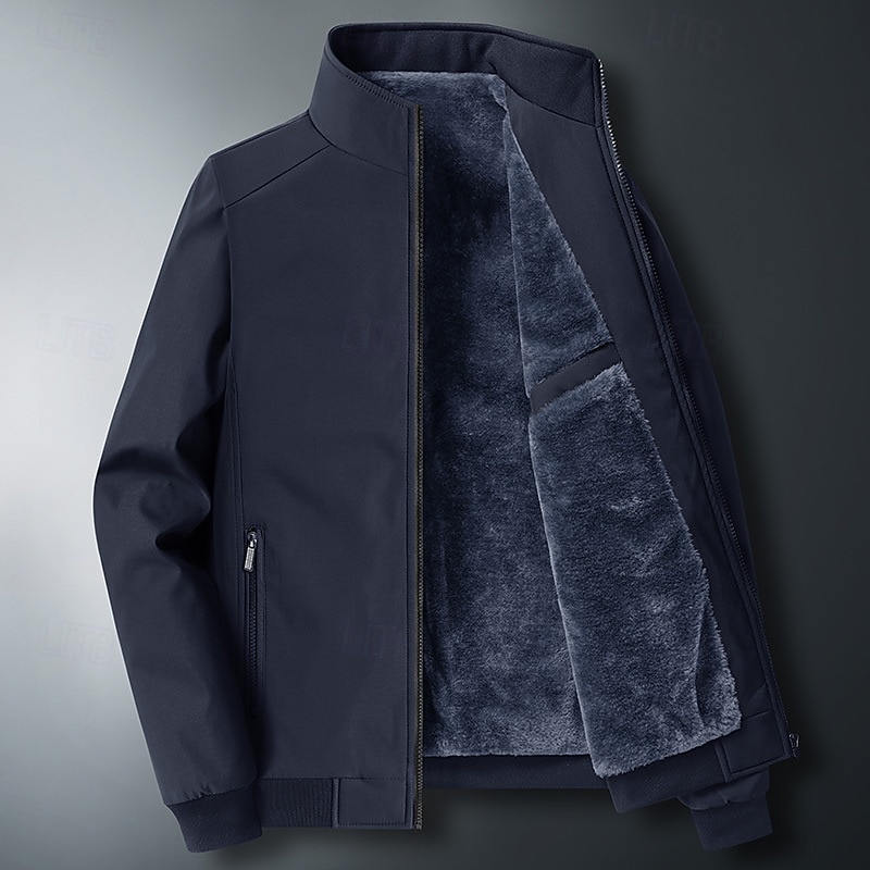 Ανδρικά Χειμωνιάτικα μπουφάν Μπουφάν fleece Casual Jacket Καθημερινά Διακοπές Διατηρείτε Ζεστό Τσέπη Φλις Φθινόπωρο & Χειμώνας Σκέτο Μοντέρνα Κομψό στυλ street Όρθιος Γιακάς Κανονικό Μαύρο Θαλασσί 2025 - $44.99 –P1